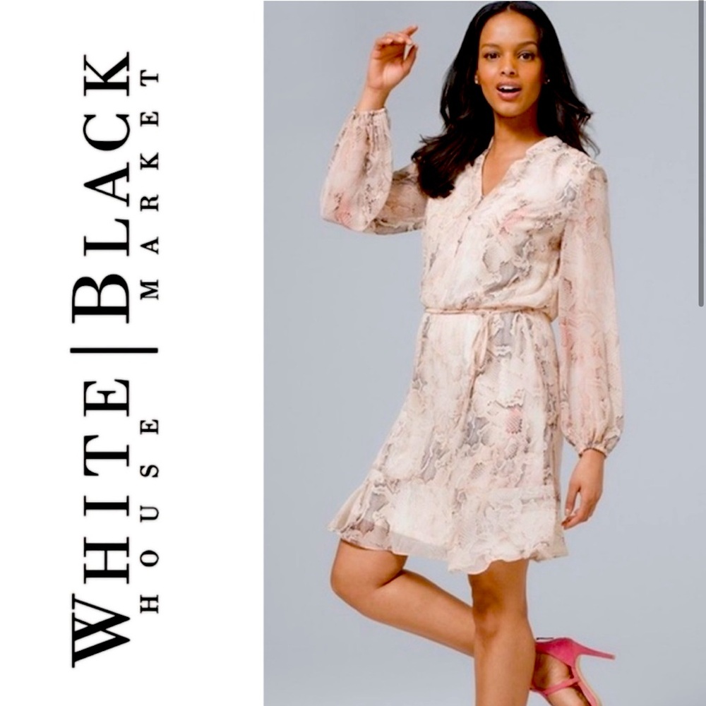 White House Black Market Snake-Print Soft Blouson Mini Dress - 4